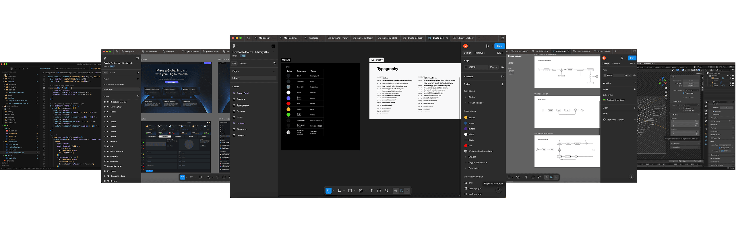 Workflow — Figma, VS Code, Blender